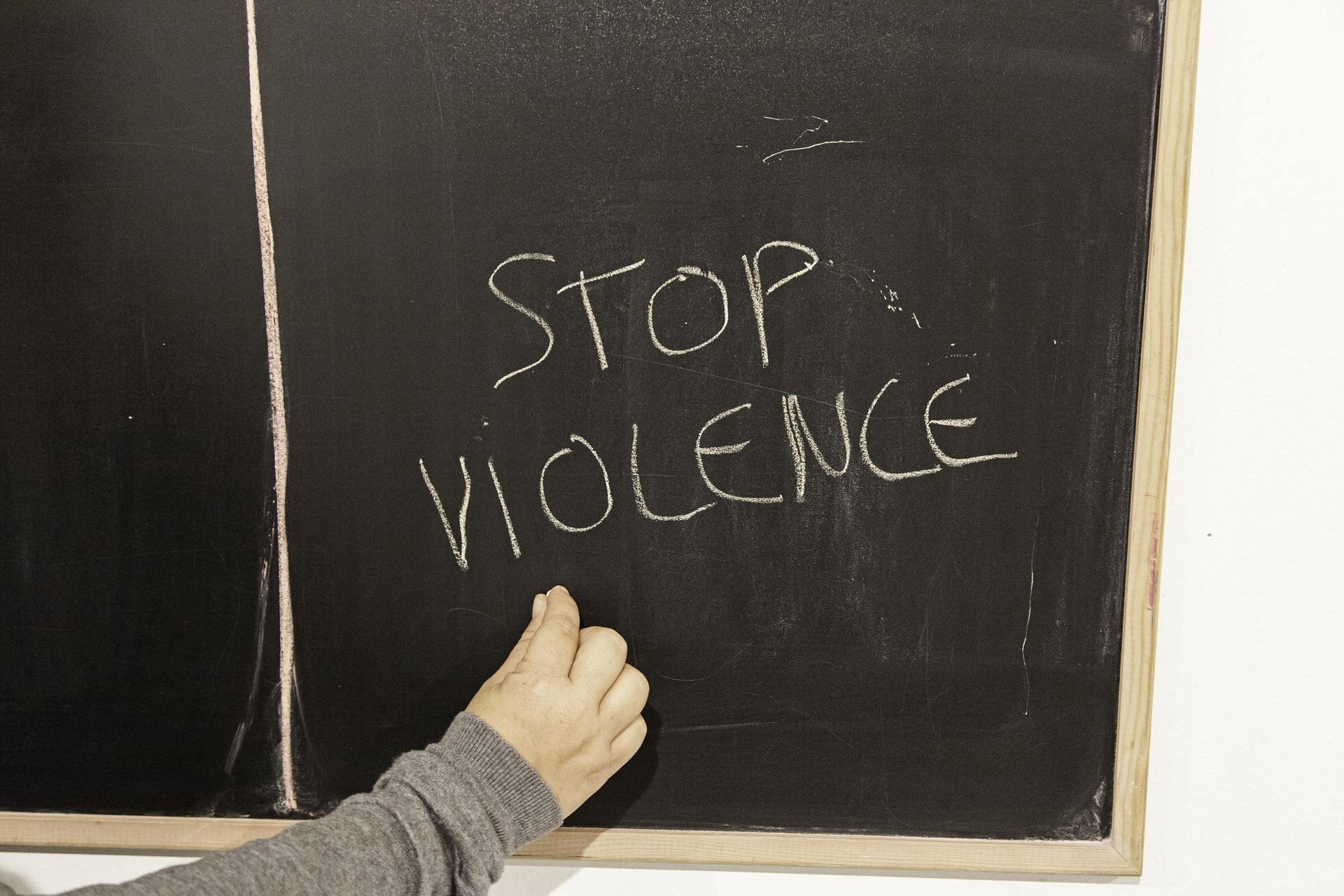 Stop violence and abuse written blackboard school education